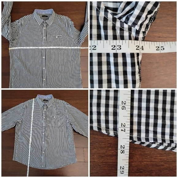 GloryStar Black & White Gingham Plaid Contrast Flip Cuff Button-Up Shirt Mens XL - Picture 7 of 8